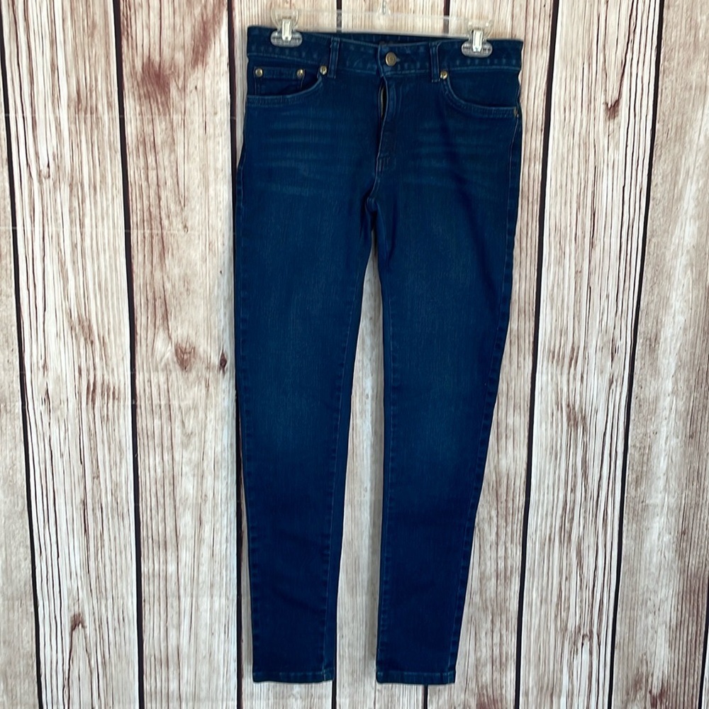 Garnet Hill Classic Dark Wash Denim Mid Rise Skinny Jeans Size 4